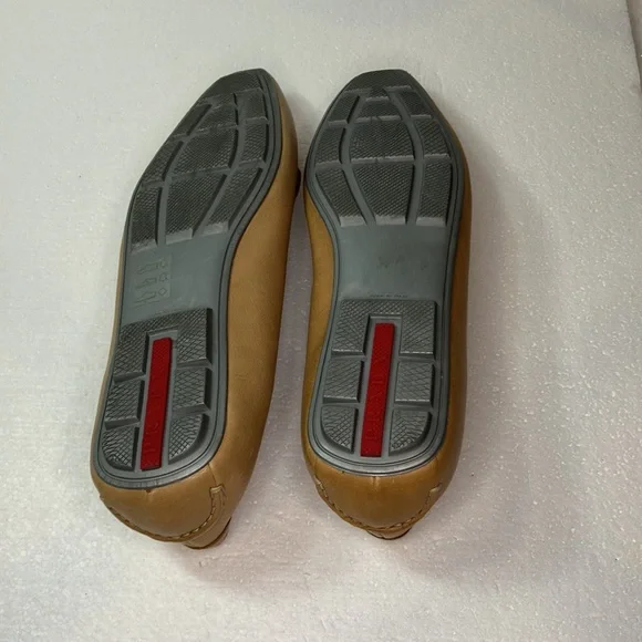 Prada women flats new no box size 36.5 Tan # 4099